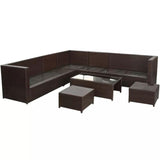 vidaXL 8 Piece Garden Lounge Set with Cushions Poly Rattan Brown, 42896