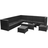 vidaXL 8 Piece Garden Lounge Set with Cushions Poly Rattan Black, 42897