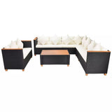 vidaXL 6 Piece Garden Lounge Set with Cushions Poly Rattan Black, 42996