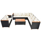 vidaXL 6 Piece Garden Lounge Set with Cushions Poly Rattan Black, 42996