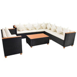 vidaXL 6 Piece Garden Lounge Set with Cushions Poly Rattan Black, 42996