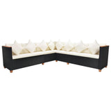 vidaXL 5 Piece Garden Lounge Set with Cushions Poly Rattan Black, 42997