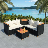 vidaXL 4 Piece Garden Lounge Set with Cushions Poly Rattan Black, 43003
