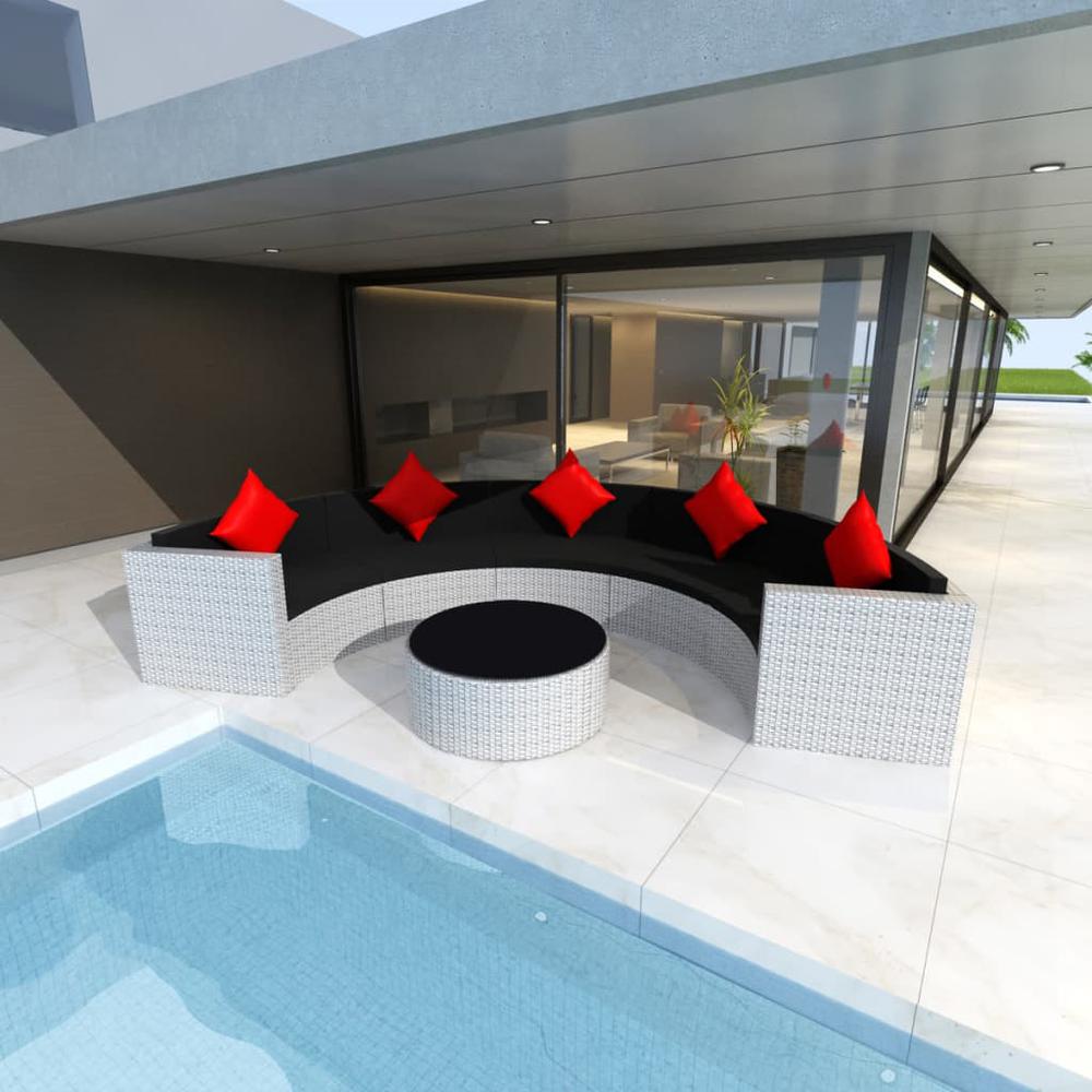 vidaXL 6 Piece Garden Lounge Set with Cushions Poly Rattan White, 43077