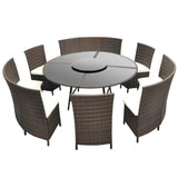 vidaXL 7 Piece Outdoor Dining Set with Cushions Poly Rattan Brown, 43097