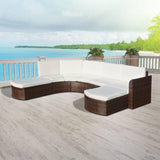vidaXL 4 Piece Garden Lounge Set with Cushions Poly Rattan Brown, 43298