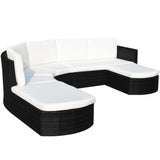 vidaXL 4 Piece Garden Lounge Set with Cushions Poly Rattan Black, 43299