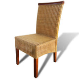 vidaXL Dining Chairs 2 pcs Brown Natural Rattan, 243235
