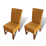 vidaXL Dining Chairs 2 pcs Brown Natural Rattan, 243236