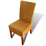 vidaXL Dining Chairs 2 pcs Brown Natural Rattan, 243236