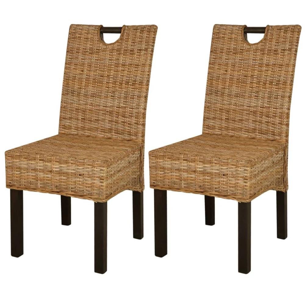 vidaXL Dining Chair 2 pcs Kubu Rattan Mango Wood, 243638