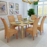 vidaXL Dining Chairs 6 pcs Brown Natural Rattan, 274203