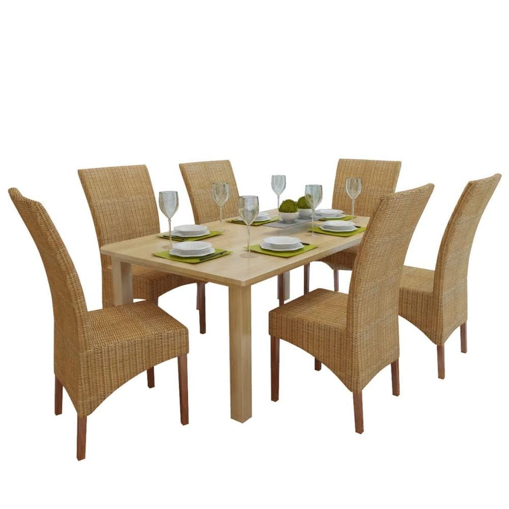 vidaXL Dining Chairs 6 pcs Brown Natural Rattan, 274205