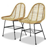 vidaXL Dining Chairs 2 pcs Natural Rattan, 244569