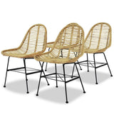 vidaXL Dining Chairs 4 pcs Natural Rattan, 244570