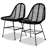 vidaXL Dining Chairs 2 pcs Black Natural Rattan, 244571