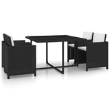 vidaXL 5 Piece Outdoor Dining Set with Cushions Poly Rattan Black, 43898