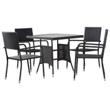 vidaXL 5 Piece Outdoor Dining Set Poly Rattan Black, 43926