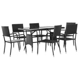 vidaXL 7 Piece Outdoor Dining Set Poly Rattan Black, 43927