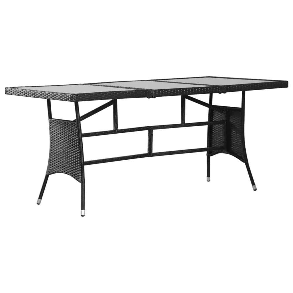 vidaXL Garden Table Black 70"x31.5"x29.1" Poly Rattan, 43932