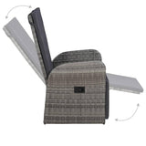 vidaXL 3 Piece Bistro Set with Cushions Poly Rattan Gray, 43945