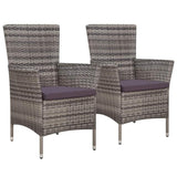 vidaXL Garden Chairs 2 pcs with Cushions Poly Rattan Gray, 44073