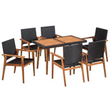 vidaXL 7 Piece Outdoor Dining Set Poly Rattan Black and Brown, 44076