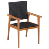 vidaXL 7 Piece Outdoor Dining Set Poly Rattan Black and Brown, 44076