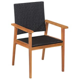 vidaXL 7 Piece Outdoor Dining Set Poly Rattan Black and Brown, 44077