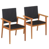 vidaXL Outdoor Chairs 2 pcs Poly Rattan Black and Brown, 44079