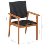 vidaXL Outdoor Chairs 2 pcs Poly Rattan Black and Brown, 44079