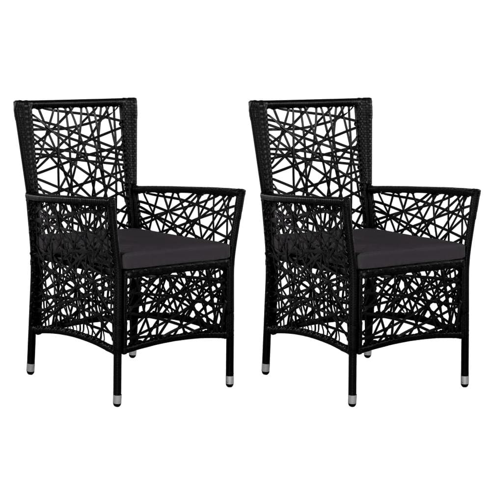 vidaXL Outdoor Chairs 2 pcs with Cushions Poly Rattan Black 4089