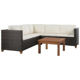 vidaXL 4 Piece Garden Lounge Set with Cushions Poly Rattan Brown, 44108