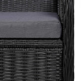 vidaXL Outdoor Chairs with Cushions 2 pcs Poly Rattan Black, 44146