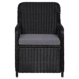 vidaXL Outdoor Chairs with Cushions 2 pcs Poly Rattan Black, 44146