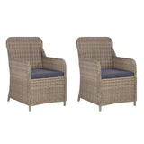 vidaXL Outdoor Chairs with Cushions 2 pcs Poly Rattan Brown, 44147