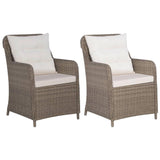 vidaXL Outdoor Chairs with Cushions 2 pcs Poly Rattan Brown, 44148