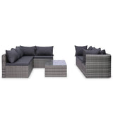 vidaXL 8 Piece Garden Lounge Set with Cushions Poly Rattan Gray, 44157