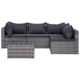 vidaXL 5 Piece Garden Sofa Set with Cushions & Pillows Poly Rattan Gray, 44160