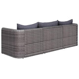 vidaXL 3 Piece Garden Sofa Set with Cushions Gray Poly Rattan, 44163