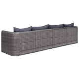 vidaXL 4 Piece Garden Sofa Set with Cushions Gray Poly Rattan, 44164