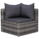 vidaXL 4 Piece Garden Sofa Set with Cushions Gray Poly Rattan, 44164