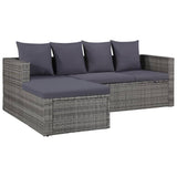 vidaXL 4 Piece Garden Lounge Set with Cushions Poly Rattan Gray, 43956