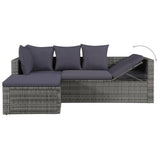 vidaXL 4 Piece Garden Lounge Set with Cushions Poly Rattan Gray, 43956