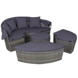 vidaXL 4 Piece Outdoor Lounge Set with Cushions Poly Rattan Gray, 43961