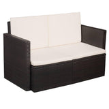 vidaXL 2 Seater Garden Sofa with Cushions Brown Poly Rattan, 44178