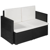 vidaXL 2 Seater Garden Sofa with Cushions Black Poly Rattan, 44179