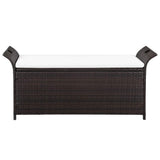 vidaXL Storage Bench with Cushion 54.3" Poly Rattan Brown, 44182