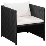 vidaXL 9 Piece Garden Lounge Set with Cushions Poly Rattan Black, 44187