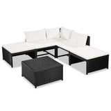 vidaXL 6 Piece Garden Lounge Set with Cushions Poly Rattan Black, 44188